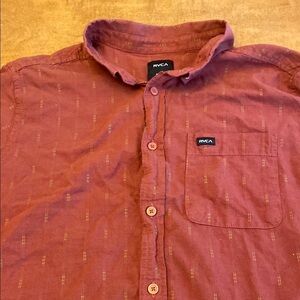 RVCA Men's Rust Casual Button Down Shirt